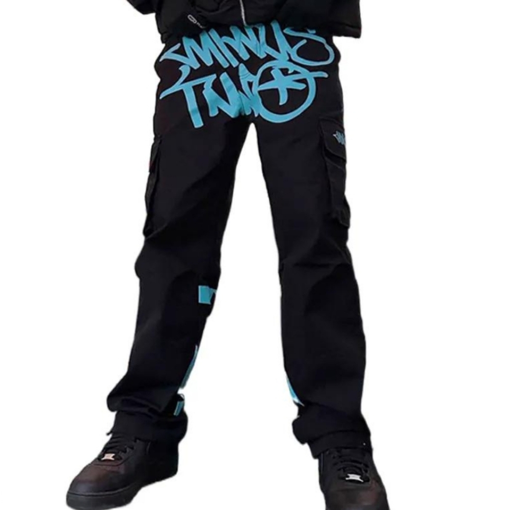 Y2K Minus Two Black Cargo Pants for Men Size 2 High Waisted Straight